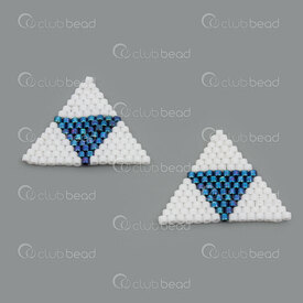 1411-5020 - Miyuki Component Triangle White-Blue Metallic 20.5x25x2mm without loop 2pcs 1411-5020,Miyuki blanc,montreal, quebec, canada, beads, wholesale