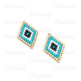 1411-5026-02 - Miyuki Component Diamond Turquoise-White-Black-Gold 23x15x2mm without loop 2pcs 1411-5026-02,Weaving,Miyuki woven elements,montreal, quebec, canada, beads, wholesale