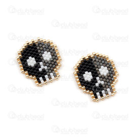 1411-5032 - Miyuki Component Skull Black-Grey-Gold-White 23x20x2mm without loop 2pcs 1411-5032,Weaving,Miyuki woven elements,montreal, quebec, canada, beads, wholesale