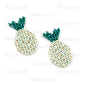 1411-5034 - Miyuki Component Pineapple Green-Gold 37x20.5x2mm without loop 2pcs 1411-5034,Weaving,Miyuki woven elements,montreal, quebec, canada, beads, wholesale