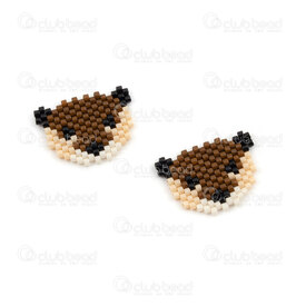 1411-5038 - Miyuki Component Otter Face Brown-Cream-Black 17x22x2mm without loop 2pcs 1411-5038,Weaving,montreal, quebec, canada, beads, wholesale