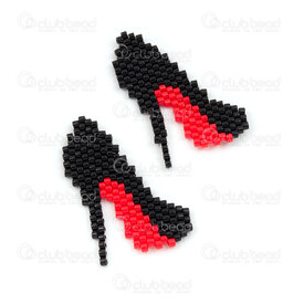 1411-5048 - Miyuki Component High Heel Black-Red 32x24x2mm without loop 2pcs 1411-5048,Weaving,Miyuki woven elements,montreal, quebec, canada, beads, wholesale