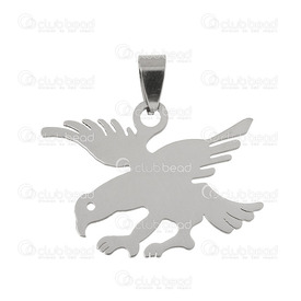 1413-14106 - Stainless Steel 304 Pendant Eagle With Bail 26X34MM 1pc  Theme: Animals 1413-14106,Animaux,Pendant,Pendant,Stainless Steel 304,26X34MM,Eagle,With Bail,Grey,China,1pc,Theme: Animals,montreal, quebec, canada, beads, wholesale