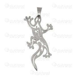 1413-14112 - Stainless Steel 304 Pendant Lizard With Bail 44x22mm 1pc  Theme: Animals 1413-14112,Pendants,Pendant,Stainless Steel 304,44x22mm,Lizard,With Bail,Grey,China,1pc,Theme: Animals,montreal, quebec, canada, beads, wholesale