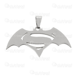 1413-14120 - Stainless Steel 304 Pendant Batman vs Superman With Bail 46X23MM 1pc  Theme: Comic Character 1413-14120,Pendants,Horn,Pendant,Stainless Steel 304,46X23MM,Batman vs Superman,With Bail,Grey,China,1pc,Theme: Comic Character,montreal, quebec, canada, beads, wholesale