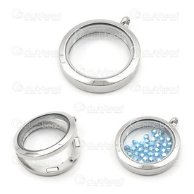 1413-14122 - Stainless Steel 304 Pendant Memory Locket Round 30mm Natural 1pc 1413-14122,Pendants,Lockets,1pc,Pendant,Memory Locket,Stainless Steel 304,30MM,Round,Grey,Natural,China,1pc,montreal, quebec, canada, beads, wholesale