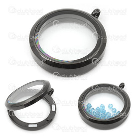 1413-14124 - Stainless Steel 304 Pendant Memory Locket Round 30mm Black 1pc 1413-14124,Pendants,Lockets,1pc,Pendant,Memory Locket,Stainless Steel 304,30MM,Round,Black,Black,China,1pc,montreal, quebec, canada, beads, wholesale