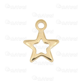 1413-1472-GL - Stainless Steel 304 Pendant Star With Loop 9x11mm Gold 10pcs 1413-1472-GL,Stainless Steel,Beads and Pendants,10pcs,Gold,Pendant,Metal,Stainless Steel 304,9x11mm,Star,Star,With Loop,Yello,Gold,China,montreal, quebec, canada, beads, wholesale
