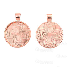 1413-1516-102-RGL - Metal Bezel Cup Pendant 25mm Round Rose Gold 10pcs 1413-1516-102-RGL,support  cabochon,montreal, quebec, canada, beads, wholesale