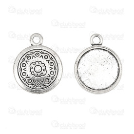 1413-1516-108 - Metal Bezel Cup Pendant for 13.5mm Round Cabochon 20x16mm Fancy Design Antique Nickel 10pcs 1413-1516-108,pos,Metal,Antique Nickel,Round,Metal,Bezel Cup Pendant,Fancy Design,Round,13.5MM,Grey,Antique Nickel,Metal,10pcs,China,montreal, quebec, canada, beads, wholesale