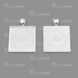1413-1516-110-SL - Metal Bezel Cup Pendant 25x25mm Square Silver 5pcs 1413-1516-110-SL,Cabochons,25X25MM,Metal,Bezel Cup Pendant,Square,25X25MM,Grey,Silver,Metal,5pcs,China,montreal, quebec, canada, beads, wholesale
