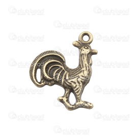1413-1516-154 - Metal Pendant Rooster 19.5x18mm Antique Brass 20pcs Theme: Animals 1413-1516-154,Clearance by Category,Metal,20pcs,Pendant,Metal,19.5x18mm,Rooster,Antique Brass,20pcs,Theme: Animals,montreal, quebec, canada, beads, wholesale