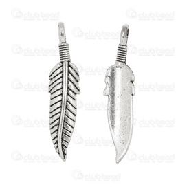 1413-1516-178-OXWH - Metal Pendant Feather Rounded back without design 9x37mm Antique Nickel 20pcs 1413-1516-178-OXWH,Pendants,Feather,Pendant,Metal,9x37mm,Feather,Rounded back without design,Antique Nickel,China,20pcs,montreal, quebec, canada, beads, wholesale