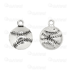 1413-1516-188 - Metal Pendant Baseball 14x18mm Antique Nickel 20pcs 1413-1516-188,Clearance by Category,Metal,20pcs,Pendant,Metal,Metal,14X18MM,Round,Baseball,Antique Nickel,China,20pcs,montreal, quebec, canada, beads, wholesale