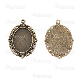 1413-1516-202-OXBR - Metal Bezel Cup Pendant 18x24.5mm With Decorative Border Oval Antique Brass 5pcs 1413-1516-202-OXBR,Cabochons,5pcs,Metal,Bezel Cup Pendant,With Decorative Border,Oval,18x24.5mm,Brown,Antique Brass,Metal,5pcs,China,montreal, quebec, canada, beads, wholesale