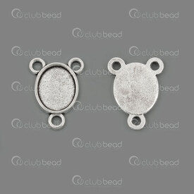 1413-1516-204-2 - Metal Link Bezel Cup Rosary Center for 8x10mm Oval Cabochon with 3 Loop 16x12mm Natural 50pcs 1413-1516-204-2,e,montreal, quebec, canada, beads, wholesale