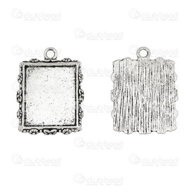 1413-1516-206 - Metal Bezel Cup Pendant 11.5x13.5mm With Decorative Border Rectangle Antique Nickel 10pcs 1413-1516-206,rectangle or,10pcs,Metal,Bezel Cup Pendant,With Decorative Border,Rectangle,11.5x13.5mm,Grey,Antique Nickel,Metal,10pcs,China,montreal, quebec, canada, beads, wholesale