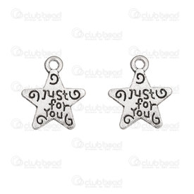 1413-1516-218 - Metal Pendant Star Inscription: Just for You 12x14mm Antique Nickel 50pcs 1413-1516-218,Pendants,Metal,50pcs,Pendant,Metal,Metal,12X14MM,Star,Star,Inscription: Hand Made,Antique Nickel,50pcs,montreal, quebec, canada, beads, wholesale