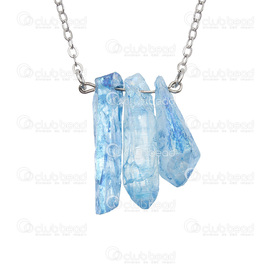1413-1607-02 - Semi-precious stone Blue AB dyed crystal quartz 26-46mm metal necklace 20'' 1413-1607-02,montreal, quebec, canada, beads, wholesale