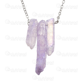 1413-1607-04 - Semi-precious stone purple AB dyed crystal quartz 26-46mm metal necklace 20'' 1413-1607-04,montreal, quebec, canada, beads, wholesale