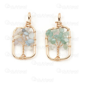 1413-1612-12 - Metal Pendant Wrap Rectangle Tree of Life 40x19x6mm Amazonite With Bail Gold 2pcs 1413-1612-12,vs,montreal, quebec, canada, beads, wholesale