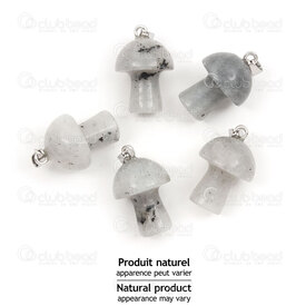 1413-1613-1802 - Pendentif de Pierre Fine Naturelle Labradorite Blanc Champignon 18x15mm avec Beliere Matal 5pcs 1413-1613-1802,Pendentifs,Pierre fine,montreal, quebec, canada, beads, wholesale