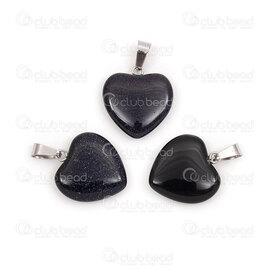 1413-1614-2006 - Natural Semi Precious Stone Pendant Heart Blue Goldstone 20x20x6.5mm with Metal Bail 5pcs 1413-1614-2006,1413-1614-,montreal, quebec, canada, beads, wholesale