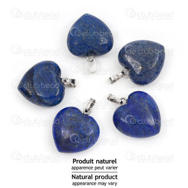 1413-1614-2008 - Natural Semi Precious Stone Pendant Heart Lapiz lazuli 20x20x9mm with Metal Bail 5pcs 1413-1614-2008,C,montreal, quebec, canada, beads, wholesale