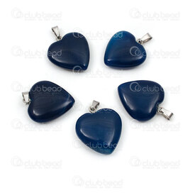 1413-1614-2014 - Cœur Pendentif de Pierre Fine Cœur Agate Bleu Fonce 22x20x5mm avec Beliere Metal 5pcs 1413-1614-2014,$1,montreal, quebec, canada, beads, wholesale