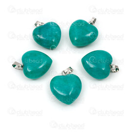 1413-1614-2212 - Heart Natural Semi Precious Stone Pendant Heart Green Malaysian Jade 22x20x9mm with Metal Bail 5pcs 1413-1614-2212,montreal, quebec, canada, beads, wholesale