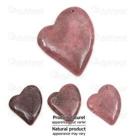 1413-1614-4202 - Semi Precious Stone Pendant Rhodochrosite Crooked Heart Shape approx. 42x40x6mm 1.2mm hole 1pc !LIMITED QUANTITY! 1413-1614-4202,1413-161,montreal, quebec, canada, beads, wholesale