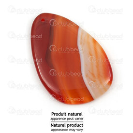 1413-1622-5802 - Semi Precious Stone Pendant Drop Red Stripe Agate (approx. 58x40x6.5mm) 2mm hole 1pc 1413-1622-5802,1413-1622-58,montreal, quebec, canada, beads, wholesale