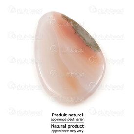 1413-1622-5806 - Semi Precious Stone Pendant Drop Light Pink Stripe Agate (approx. 58x40x6.5mm) 2mm hole 1pc 1413-1622-5806,1413-1622-58,montreal, quebec, canada, beads, wholesale