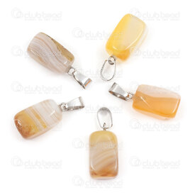 1413-1623-1506 - Natural Semi Precious Stone Pendant Yellow Stripped Agate app 15x10mm with Metal Bail 10pcs 1413-1623-1506,agate,montreal, quebec, canada, beads, wholesale