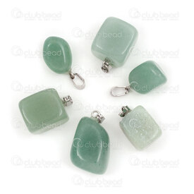 1413-1626-1702 - Natural Semi Precious Stone Pendant Green Aventurine Rectangle (approx. 17-20x13mm) with Bail 10pcs 1413-1626-1702,aventurine,montreal, quebec, canada, beads, wholesale