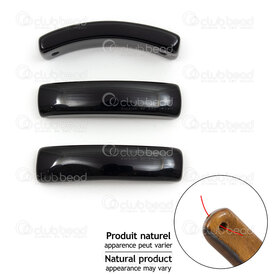 1413-1626-L382 - Natural Semi Precious Stone Rectangle Link Black Agate 36-38x8-10x7mm 1mm hole 3pcs 1413-1626-L382,pierres noirs,montreal, quebec, canada, beads, wholesale