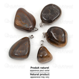 1413-1630-02 - Natural Semi Precious Stone Pendant Free Form Yellow Tiger Eye (approx. 30x20mm) with Metal Bail 5pcs 1413-1630-02,Metal tige,montreal, quebec, canada, beads, wholesale