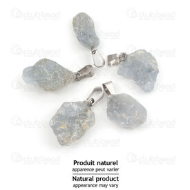 1413-1633-02 - Natural Semi Precious Stone Pendant Free Form Raw Blue Quartz (approx. 20x15mm) with Metal Bail 5pcs 1413-1633-02,Pendentif quartz,montreal, quebec, canada, beads, wholesale