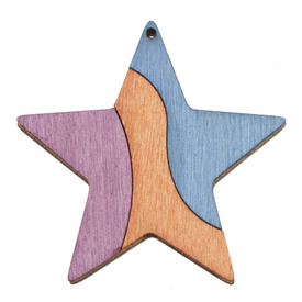 *DB-1413-1704-02 - Wood Pendant Painted Star 55MM Burgundy/Orange/Blue 10pcs *DB-1413-1704-02,Pendant,Painted,Wood,Wood,55MM,Star,Star,Burgundy/Orange/Blue,China,Dollar Bead,10pcs,montreal, quebec, canada, beads, wholesale