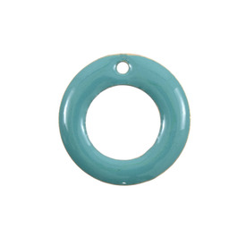 *1413-1902-04 - Metal Pendant Donut 15MM Teal 10pcs India *1413-1902-04,montreal, quebec, canada, beads, wholesale