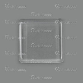 1413-2008-CAB02 - Glass Cabochon Square Flat 25mm Clear 10pcs 1413-2008-CAB02,Glass Cabochon,montreal, quebec, canada, beads, wholesale