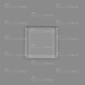 1413-2015-CAB02 - Glass Cabochon Square Flat 20mm Clear 10pcs 1413-2015-CAB02,cabochon 20mm,montreal, quebec, canada, beads, wholesale