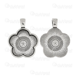 1413-2034-WH - DISC Metal Bezel Cup Pendant Flower 25x25mm Antique Nickel Nickel Free 10pcs 1413-2034-WH,Metal,Bezel Cup Pendant,Flower,25X25MM,Grey,Antique Nickel,Metal,Nickel Free,10pcs,China,montreal, quebec, canada, beads, wholesale
