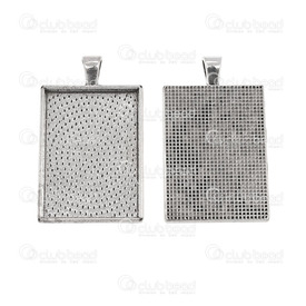 1413-2036-WH - Metal Bezel Cup Pendant Rectangle 25.5x35mm Antique Nickel Nickel Free 5pcs 1413-2036-WH,Cabochons,Metal,Bezel Cup Pendant,Rectangle,25.5x35mm,Grey,Antique Nickel,Metal,Nickel Free,5pcs,China,montreal, quebec, canada, beads, wholesale