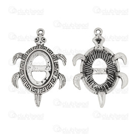 1413-2038-WH - Metal Bezel Cup Pendant 12x18mm With Perforated Base Turtle Oval Antique Nickel With Greek Key Design 10pcs 1413-2038-WH,Metal,10pcs,Antique Nickel,Metal,Bezel Cup Pendant,With Perforated Base,Turtle Oval,12X18MM,Grey,Antique Nickel,Metal,With Greek Key Design,10pcs,China,montreal, quebec, canada, beads, wholesale
