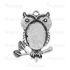 1413-2044-WH - Metal Bezel Cup Pendant 18x25mm Owl Oval Antique Nickel 5pcs 1413-2044-WH,Cabochons,5pcs,Metal,Bezel Cup Pendant,Owl Oval,18X25MM,Grey,Antique Nickel,Metal,5pcs,China,montreal, quebec, canada, beads, wholesale