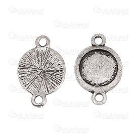1413-2048-OXWH - Metal bezel link 10mm round nickel free nickel with 2 loops 20pcs 1413-2048-OXWH,connecteur rond,montreal, quebec, canada, beads, wholesale