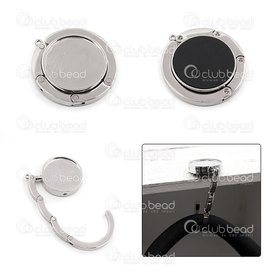 1413-2052-WH - Metal Bag Holder with Bezel Cup for 31mm Cabochon Round Nickel 1pc 1413-2052-WH,Findings,Bezel - Cabochon Settings,Others,montreal, quebec, canada, beads, wholesale