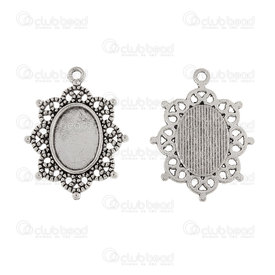 1413-2070-WH - Metal Bezel Cup Pendant 10x14mm With Decorative Border Oval Antique Nickel 10pcs 1413-2070-WH,Pendants,Metal,10pcs,Metal,Bezel Cup Pendant,With Decorative Border,Oval,10X14MM,Grey,Antique Nickel,Metal,10pcs,China,montreal, quebec, canada, beads, wholesale