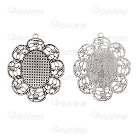 1413-2076-WH - Metal Bezel Cup Pendant 30x40mm With Decorative Border Oval Antique Nickel Total Size 58x68mm 2pcs 1413-2076-WH,Pendants,2pcs,Metal,Bezel Cup Pendant,With Decorative Border,Oval,30X40MM,Grey,Antique Nickel,Metal,Total Size 58x68mm,2pcs,China,montreal, quebec, canada, beads, wholesale